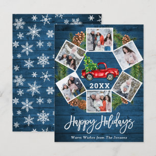 Postale Noël Rétro Camion de la ferme rouge Carte photo de