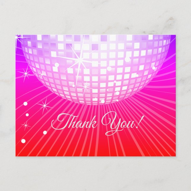 POSTALE NOIR, FÊTE DISCO, DANSE, CARTE DE REMERCIEMENTS D' (Devant)