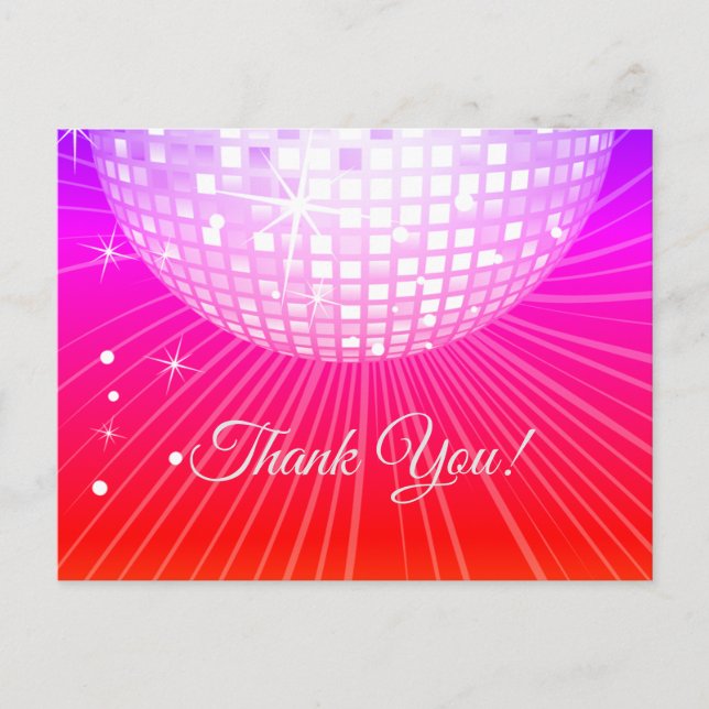 POSTALE NOIR, FÊTE DISCO, DANSE, CARTE DE REMERCIEMENTS D' (Devant)