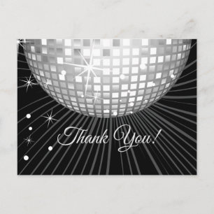 POSTALE NOIR, FÊTE DISCO, DANSE, CARTE DE REMERCIEMENTS D'
