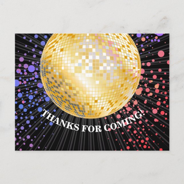 POSTALE NOIR, FÊTE DISCO, DANSE, CARTE DE REMERCIEMENTS D' (Devant)