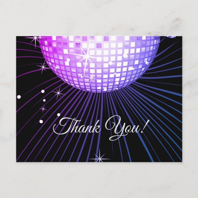 POSTALE NOIR, FÊTE DISCO, DANSE, CARTE DE REMERCIEMENTS D' (Devant)