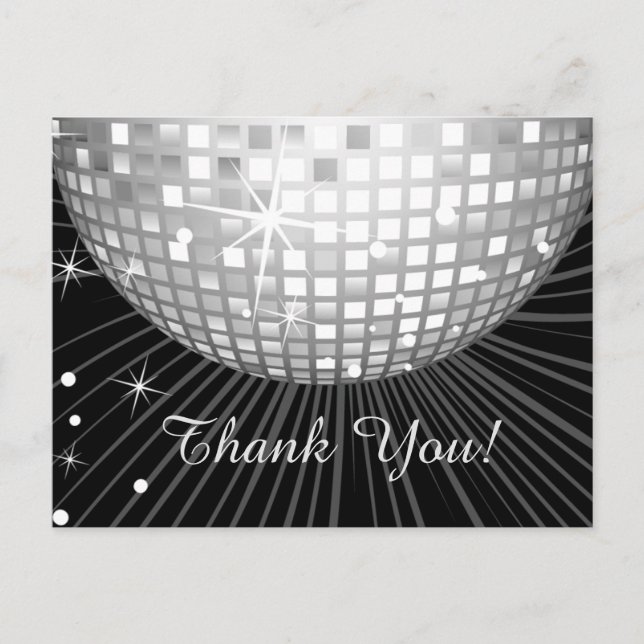POSTALE NOIR, FÊTE DISCO, DANSE, CARTE DE REMERCIEMENTS D' (Devant)