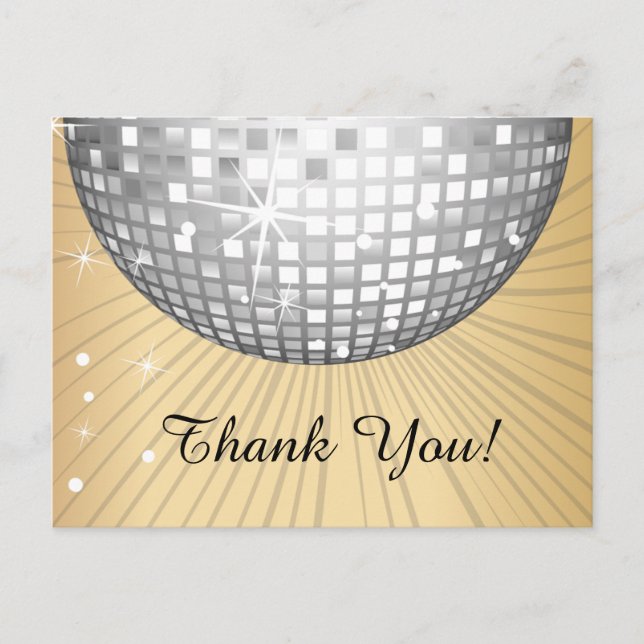 POSTALE NOIR, FÊTE DISCO, DANSE, CARTE DE REMERCIEMENTS D' (Devant)