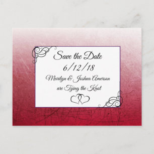 Postale Noir Maroon Mariage Enregistrer la date Carte post