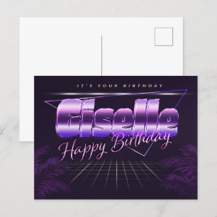 Postale Nom Giselle Prénom lila Carte Anniversaire