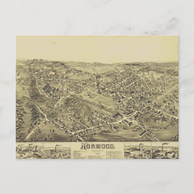 Postale Norwood, MA Carte Vintage 1882 (Devant)