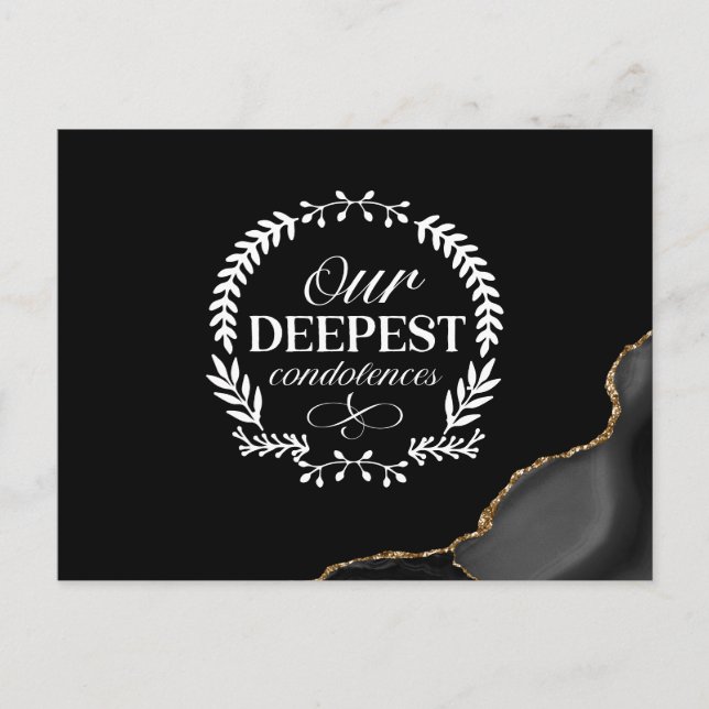 Postale Nos plus sincères condoléances sur carte noire (Devant)