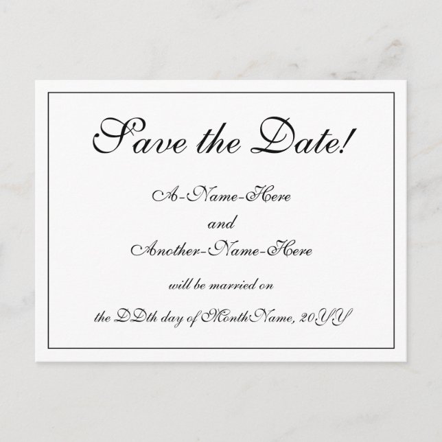 Postale Nostalgique, traditionnel "Save the Date!" Carte p (Devant)