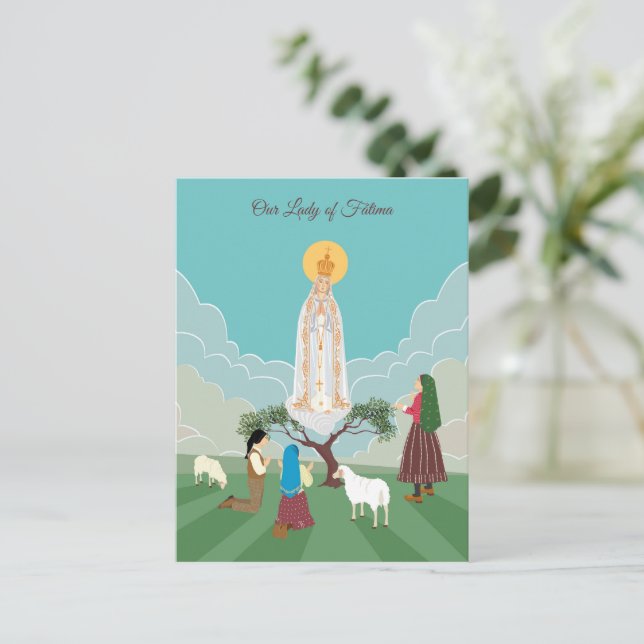 Postale Notre-Dame de Fatima et la carte de prière des ber (Debout devant)