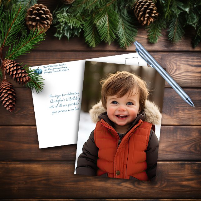 Postale Notre petite citrouille bleue carte de remerciemen (Créateur téléchargé)