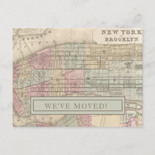Postale Nous avons déménagé - Carte Vintage de New York Ci