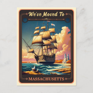 Postale Nous avons déménagé dans le Massachusetts Carte