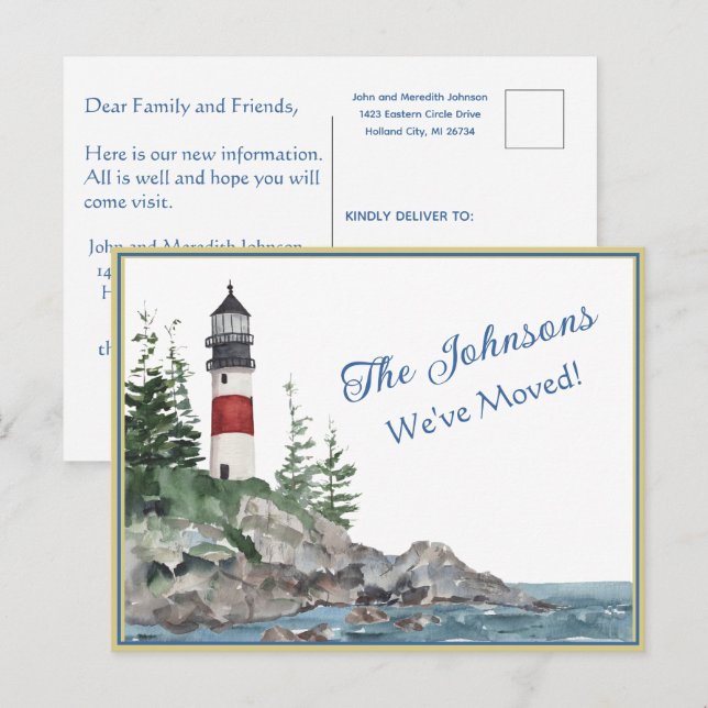Postale Nous avons déménagé Lighthouse Water Budget Carte  (Devant / Derrière)