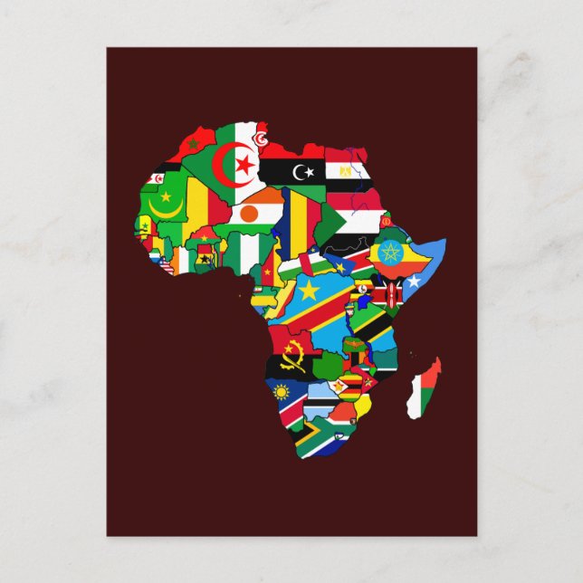 Postale Nouveau drapeau des pays africains Carte de l'Afri (Devant)