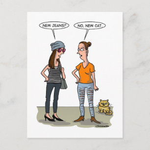 Postale Nouveau jean ? Non, nouveau chat. Carte de vœux pl