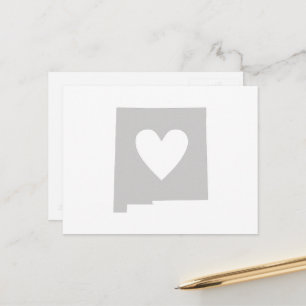Postale Nouveau-Mexique Carte Forme Grey Coeur Découpe Mex