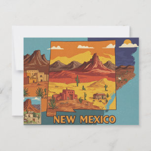 Postale Nouveau-Mexique Paysage Art Carte d'état illustr