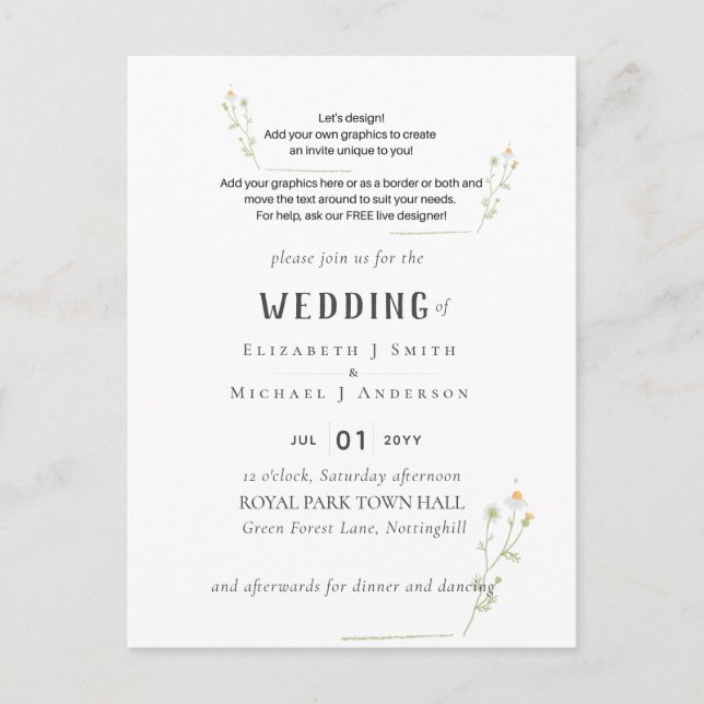 Postale NOUVEAUTÉ ! CONCEVOIR PROPRE MARIAGE INVITER Carte (Devant)