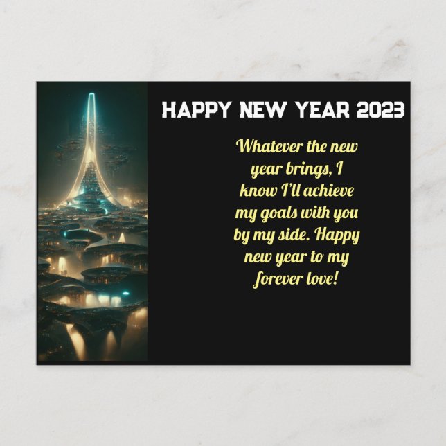Postale nouvelle année Carte de voeux pour 2023 avec AI (Devant)