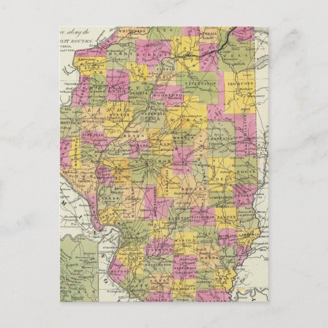 Postale Nouvelle Carte De L'Illinois (Devant)