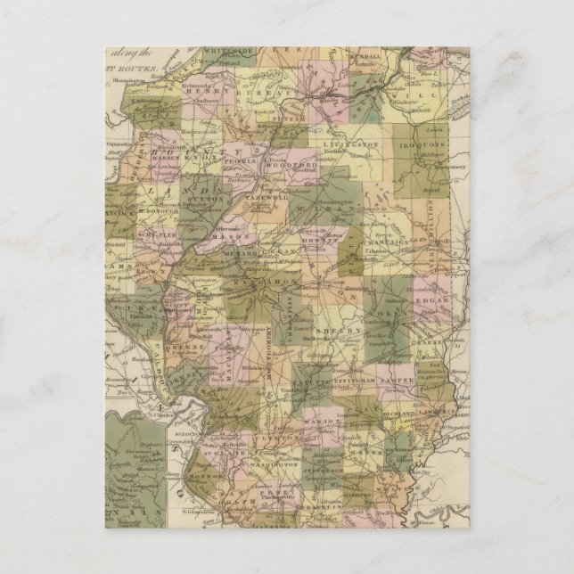Postale Nouvelle Carte De L'Illinois 2 (Devant)