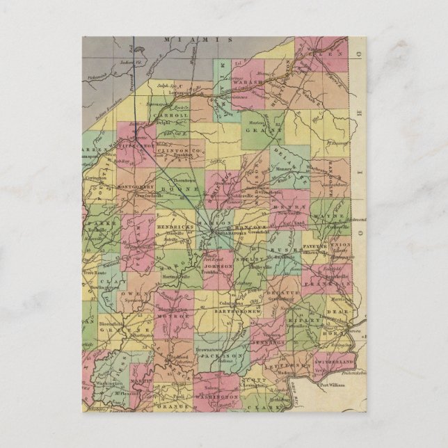 Postale Nouvelle Carte De L'Indiana (Devant)
