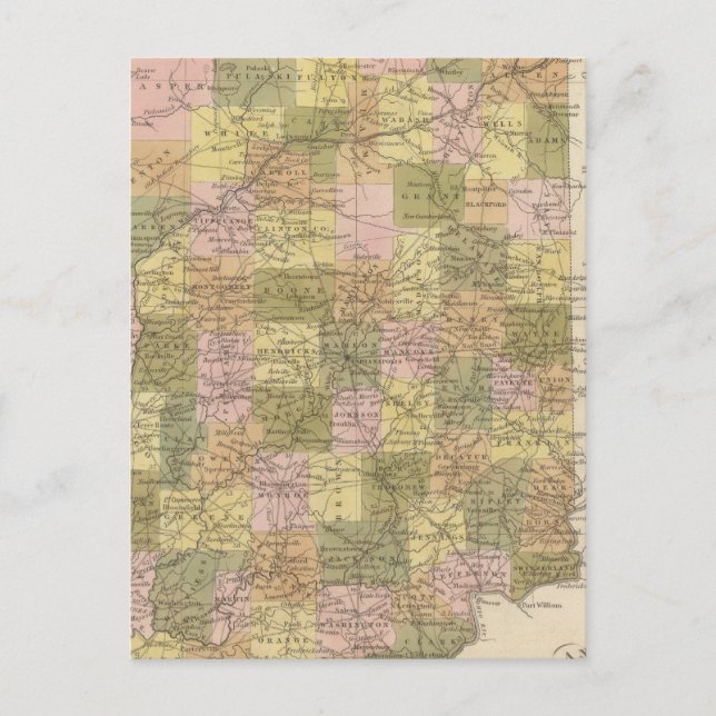 Postale Nouvelle carte de l'Indiana (Devant)