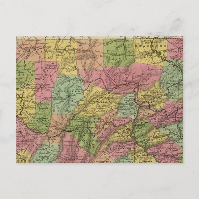 Postale Nouvelle Carte De Pennsylvanie (Devant)