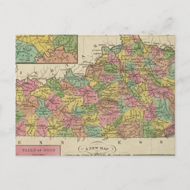 Postale Nouvelle Carte Du Kentucky (Devant)