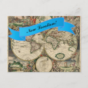 Postale Nouvelle carte du monde vintage de localisation