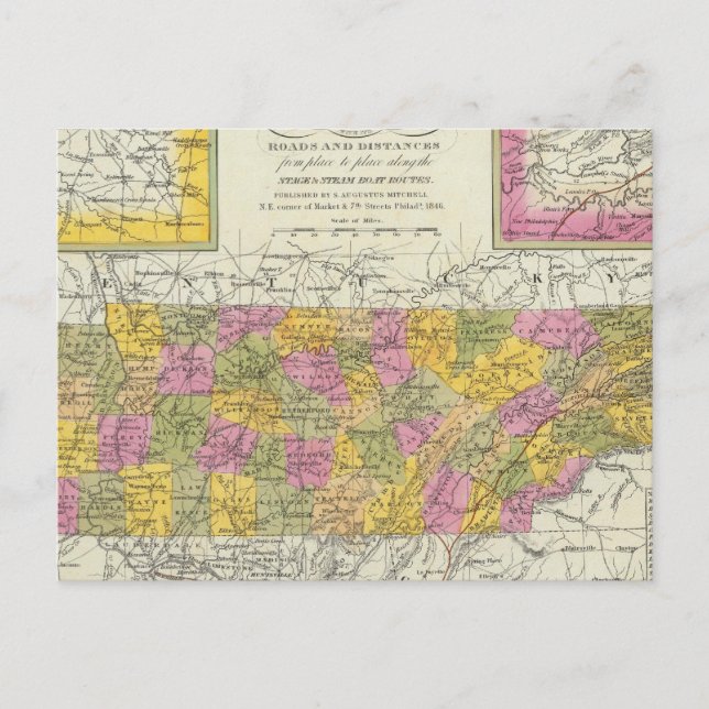 Postale Nouvelle Carte Du Tennessee (Devant)