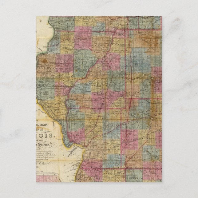 Postale Nouvelle carte sectionnelle de l'état de l'Illinoi (Devant)