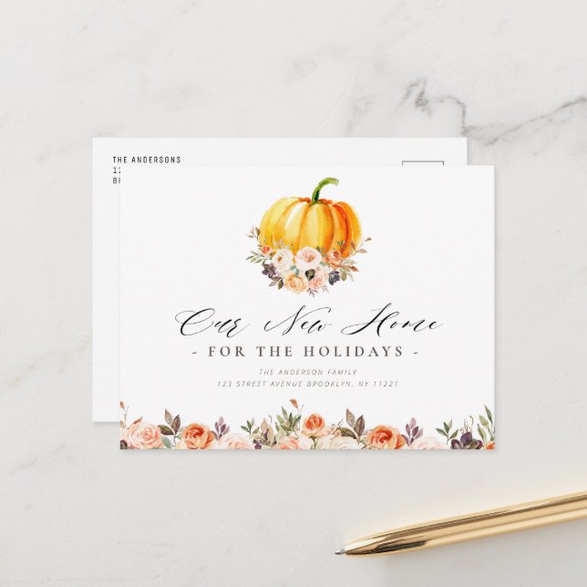 Postale NOUVELLE MAISON DE VACANCES, carte de vœux de reme (Devant/Arrière en situation)