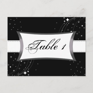 Postale Numéro de tableau Carte Mariage - Black Starry Nig