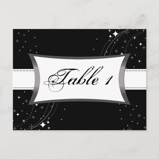 Postale Numéro de tableau Carte Mariage - Black Starry Nig (Devant)