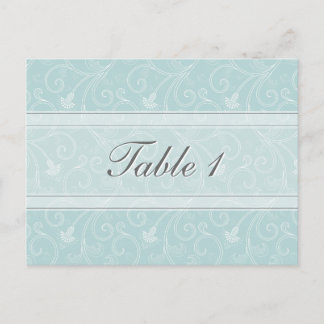 Postale Numéro de tableau Carte Mariage Bleu clair Floral
