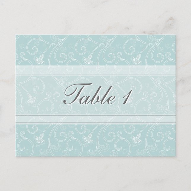 Postale Numéro de tableau Carte Mariage Bleu clair Floral (Devant)