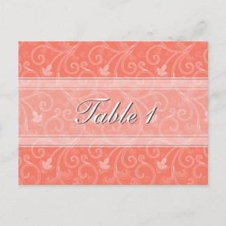 Postale Numéro de tableau Carte Mariage Coral Orange Flora