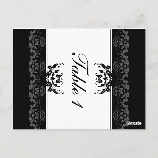 Postale Numéro de tableau Carte Mariage - Élégant Damas de (Dos)