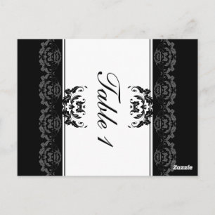 Postale Numéro de tableau Carte Mariage - Élégant Damas de