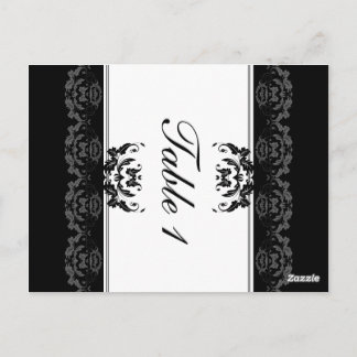 Postale Numéro de tableau Carte Mariage - Élégant Damas de