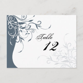 Postale Numéro de tableau Carte Mariage - Floral bleu et b