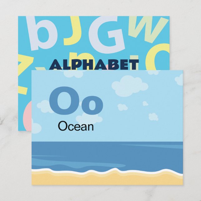 Postale O est pour Ocean - Carte Flash Alphabet (Devant / Derrière)