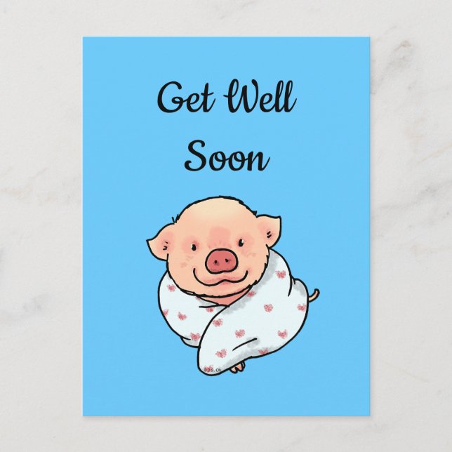 Postale Obtenez vite (cochon dans la couverture) Carte pos (Devant)