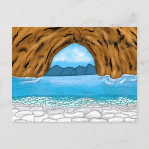 Postale Ocean Waves et Canyon Dessin Carte Jour Pacifique