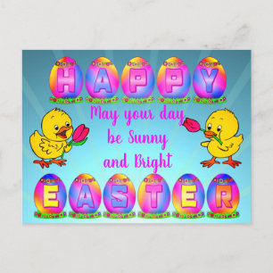 Postale Œufs de Pâques Joyeux et Ensoleillés Carte de Vœux