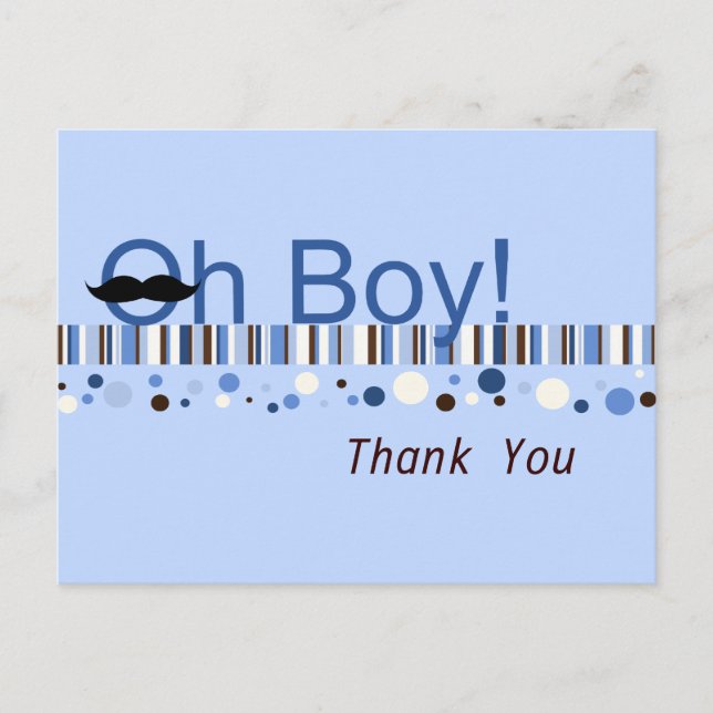 Postale Oh Boy Points et Rayures Carte de Remerciement (Devant)