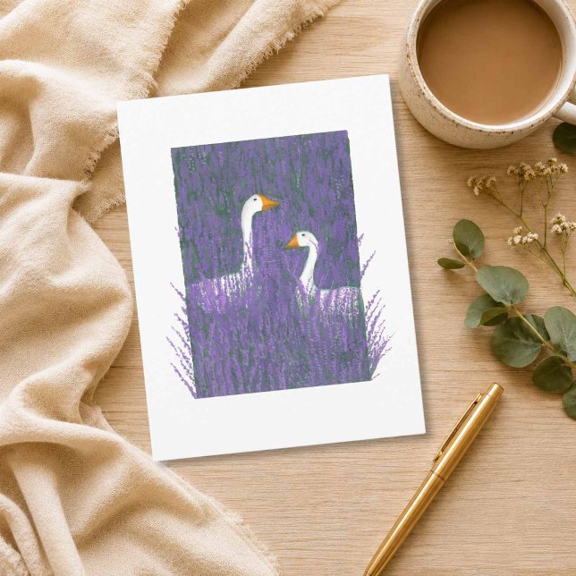 Postale Oie élégante dans un jardin de lavande Carte posta (Créateur téléchargé)