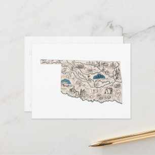 Postale Oklahoma Carte d'image Vintage Antique State Chart